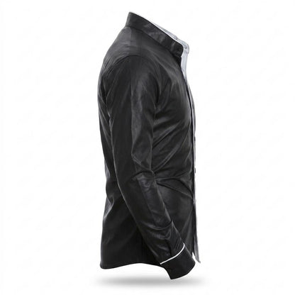 Gentleman Code - Eavis | Tailliert Gepaspelt Lederjacke Herren