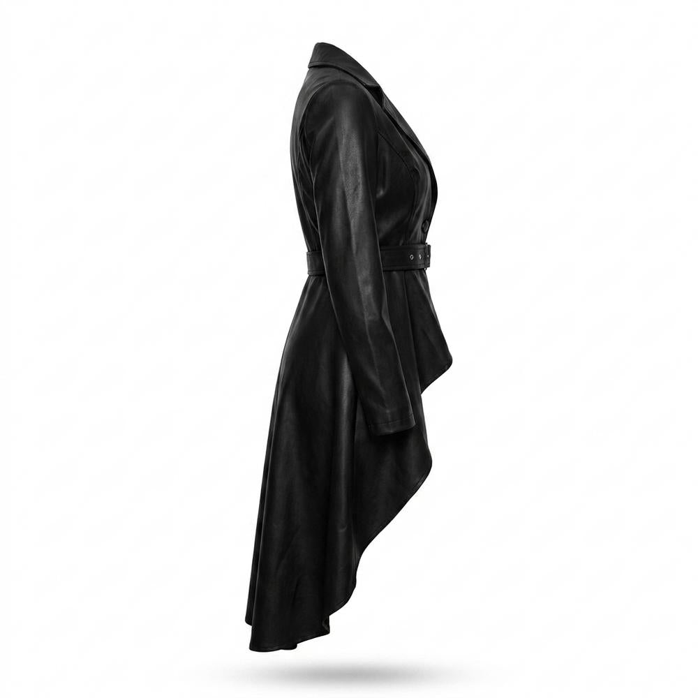 Gentleman Code - Dumus | Asymmetrisch Gegürtelt Lederjacke Damen
