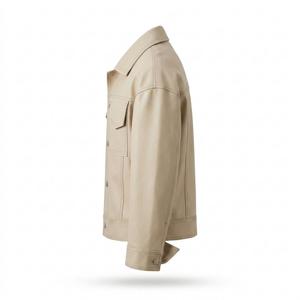 Gentleman Code - Saram | Geglättet Kontrastgesteppt Lederjacke Unisex
