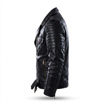 Gentleman Code - Mewev | Asymmetrisch Gesteppt Lederjacke Herren