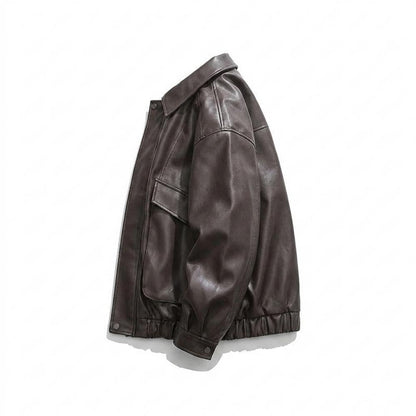 Gentleman Code - Dulik | Gefütterte Kastig Geschnittene Lederjacke Unisex