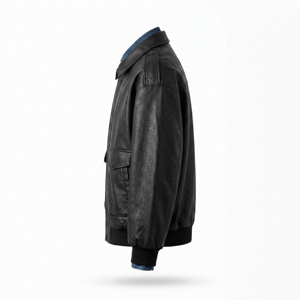 Gentleman Code - Vevan | Gefütterte Gerippte Lederjacke Herren
