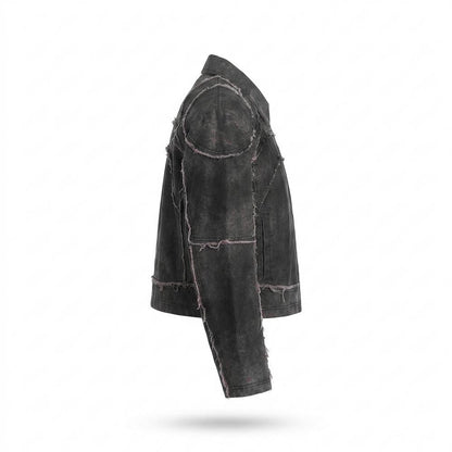 Gentleman Code - Zuhut | Dekonstruiert Kurzgeschnitten Lederjacke Unisex