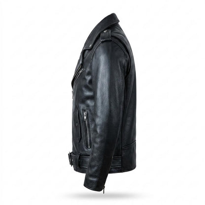 Gentleman Code - Renun | Asymmetrisch Gegürtelt Lederjacke Herren