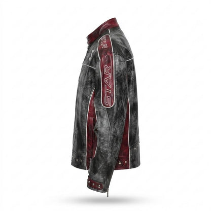 Gentleman Code - Kakum | Zweifarbige Bestickte Lederjacke Herren