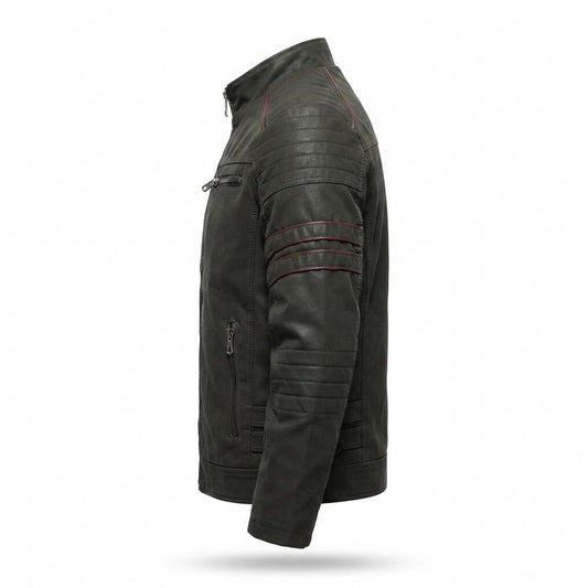 Gentleman Code - Ranal | Gesteppte Paspelierte Lederjacke Herren