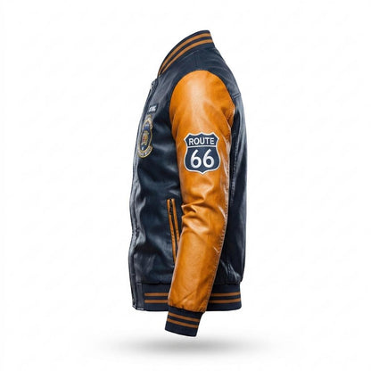 Gentleman Code - Ruwen | Bestickt Geknöpft Lederjacke Herren