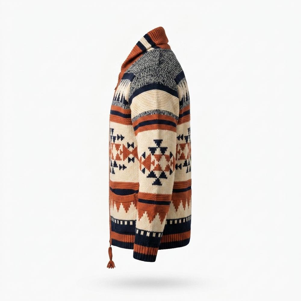 Gentleman Code - Yuhik | Gemusterte Grobstrick Strickjacke Herren