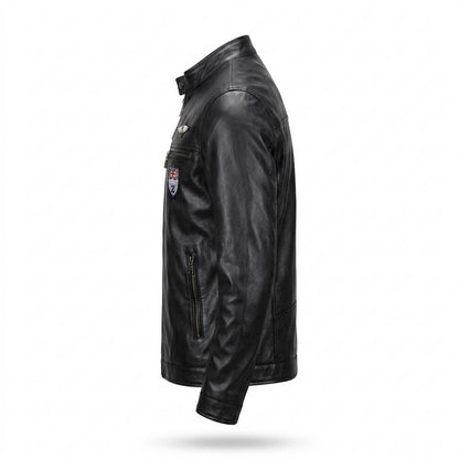 Gentleman Code - Toped | Appliziert Tailliert Lederjacke Herren