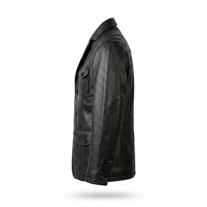 Gentleman Code - Calal | Genarbte Geknöpfte Lederjacke Herren