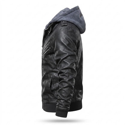 Gentleman Code - Deram | Gefüttert Strukturiert Lederjacke Herren