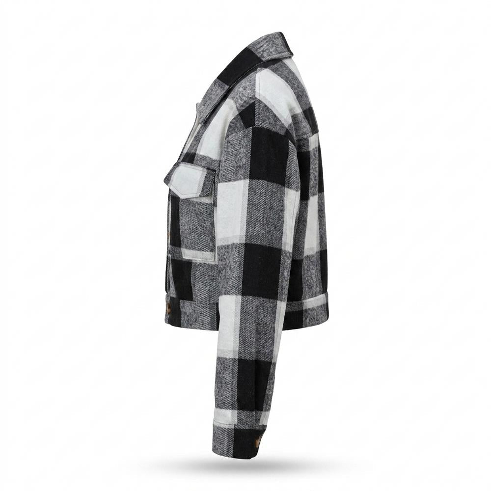 Gentleman Code - Yigit | Karierte Kurzgeschnittene Jacke Damen