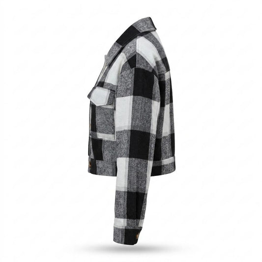 Gentleman Code - Yigit | Karierte Kurzgeschnittene Jacke Damen