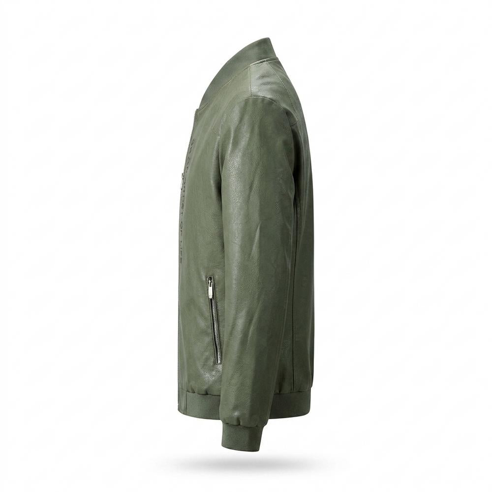 Gentleman Code - Devut | Reißverschluss Gefütterte Lederjacke Herren