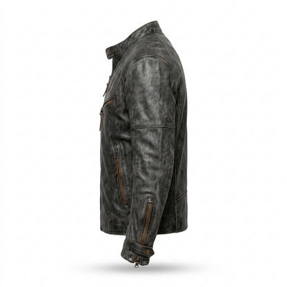 Gentleman Code - Lebav | Patiniert Tailliert Lederjacke Herren