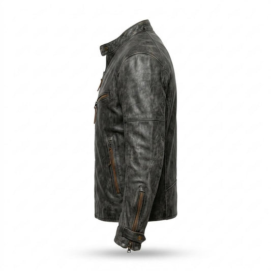 Gentleman Code - Lebav | Patiniert Tailliert Lederjacke Herren