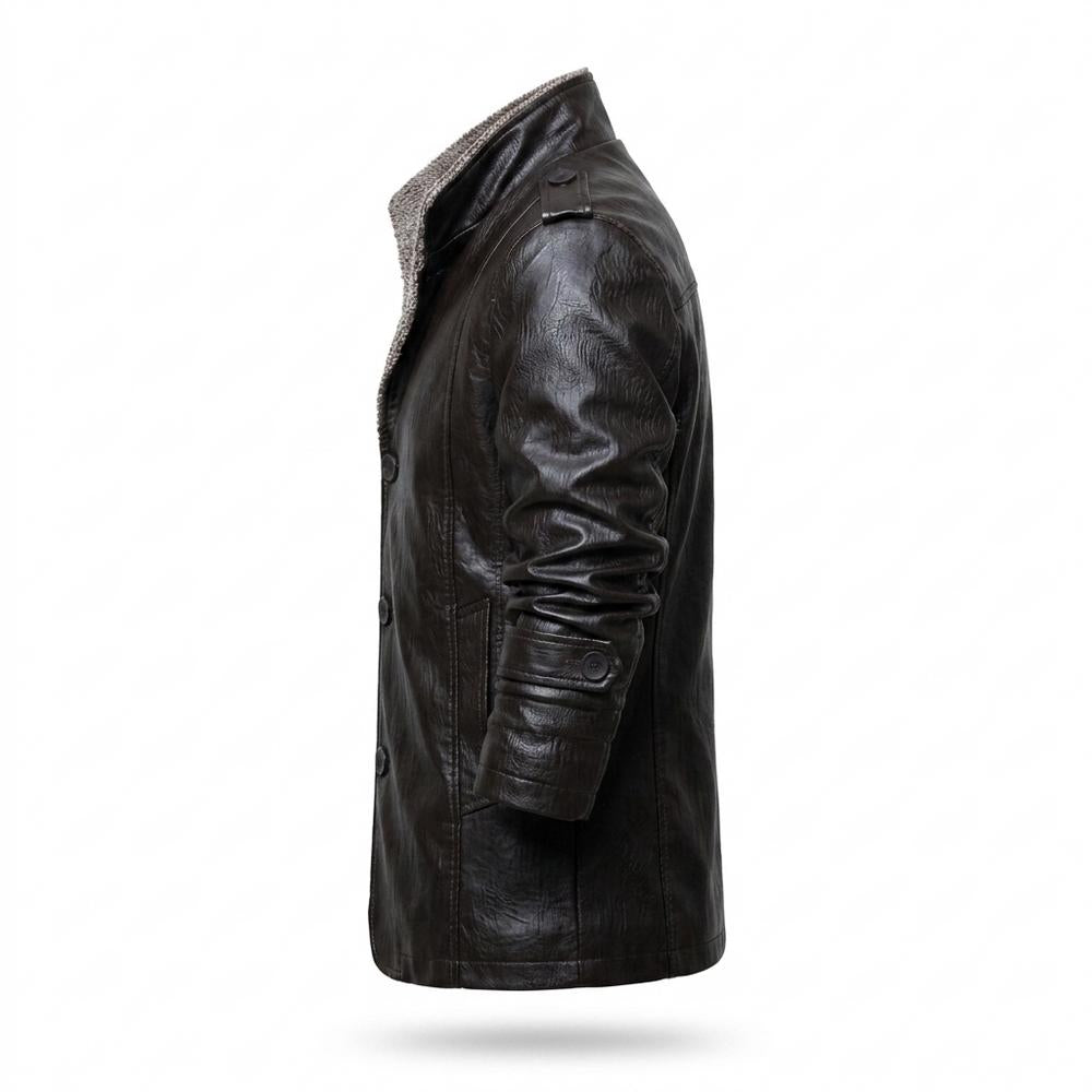 Gentleman Code - Teruv | Gefüttert Geknöpft Lederjacke Herren