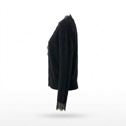Gentleman Code - Mutud | Langärmlige Spitzenbesetzte Strickjacke Damen