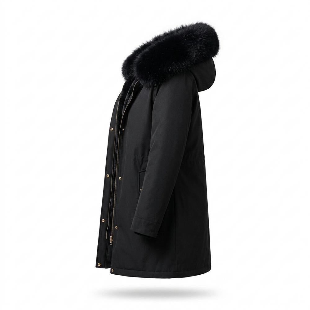 Gentleman Code - Nenot | Gefütterter Pelzbesetzter Mantel Damen