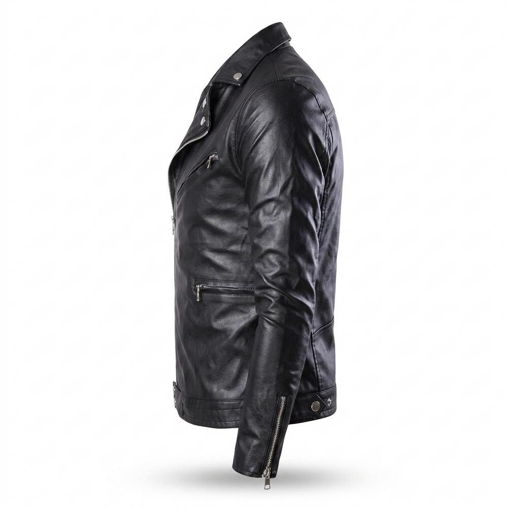 Gentleman Code - Eavek | Taillierte Asymmetrische Lederjacke Herren