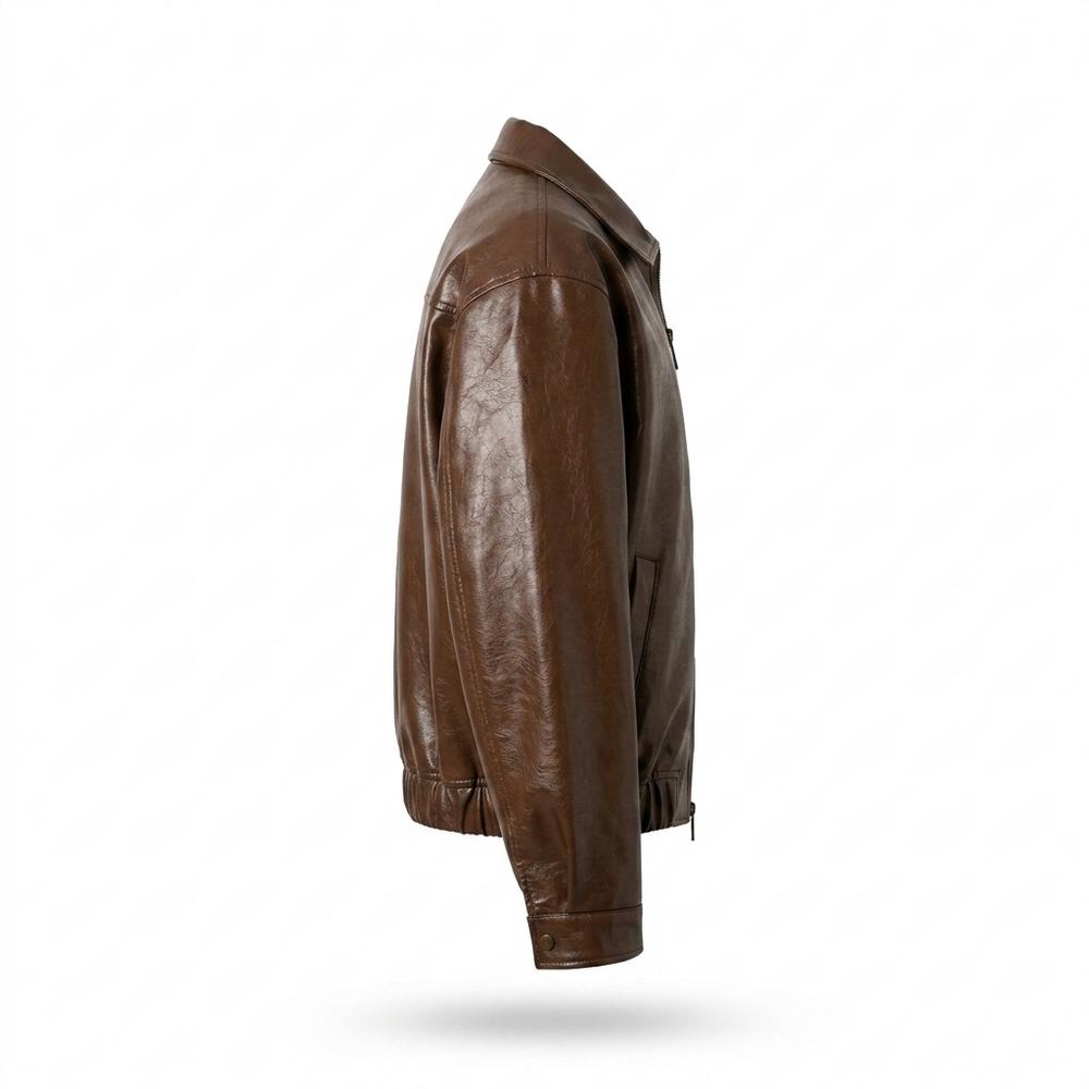 Gentleman Code - Lamin | Gefütterte Glänzende Lederjacke Herren
