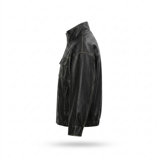 Gentleman Code - Renon | Hochschließende Gewaschene Lederjacke Unisex