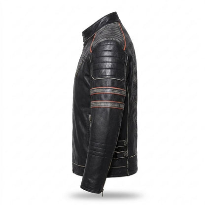Gentleman Code - Mafom | Geprägt Tailliert Lederjacke Herren