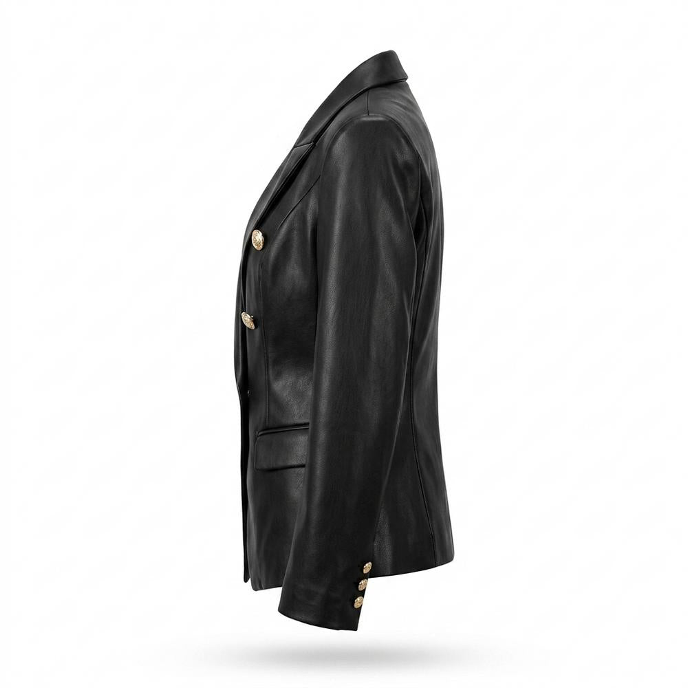 Gentleman Code - Ditem | Zweireihig Tailliert Lederjacke Damen