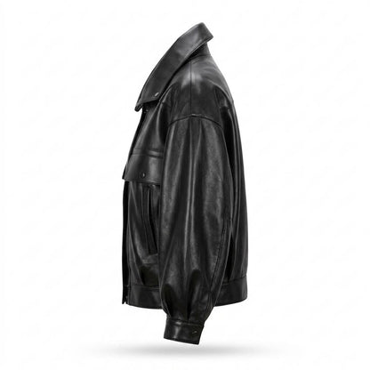 Gentleman Code - Zelid | Weit Geschnittene Blousonartige Lederjacke Unisex