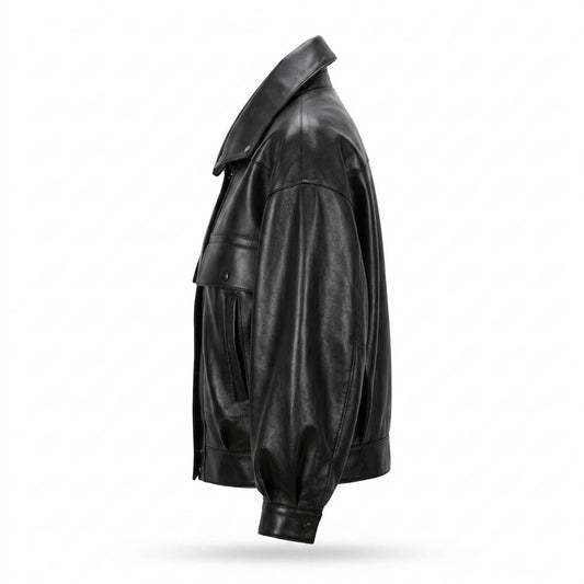 Gentleman Code - Zelid | Weit Geschnittene Blousonartige Lederjacke Unisex