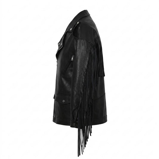 Gentleman Code - Aldan | Fransenbesetzt Asymmetrisch Lederjacke Unisex