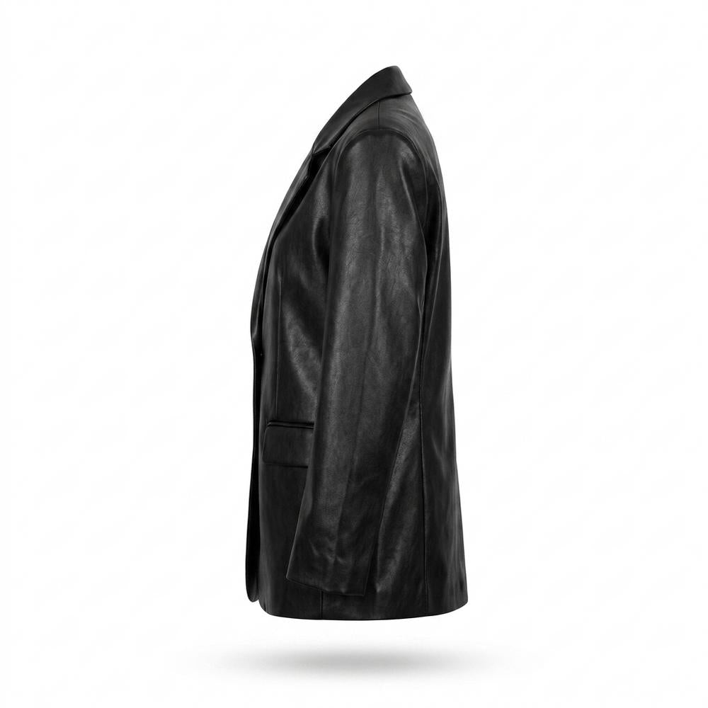 Gentleman Code - Yiben | Oversized Langärmlige Lederjacke Damen