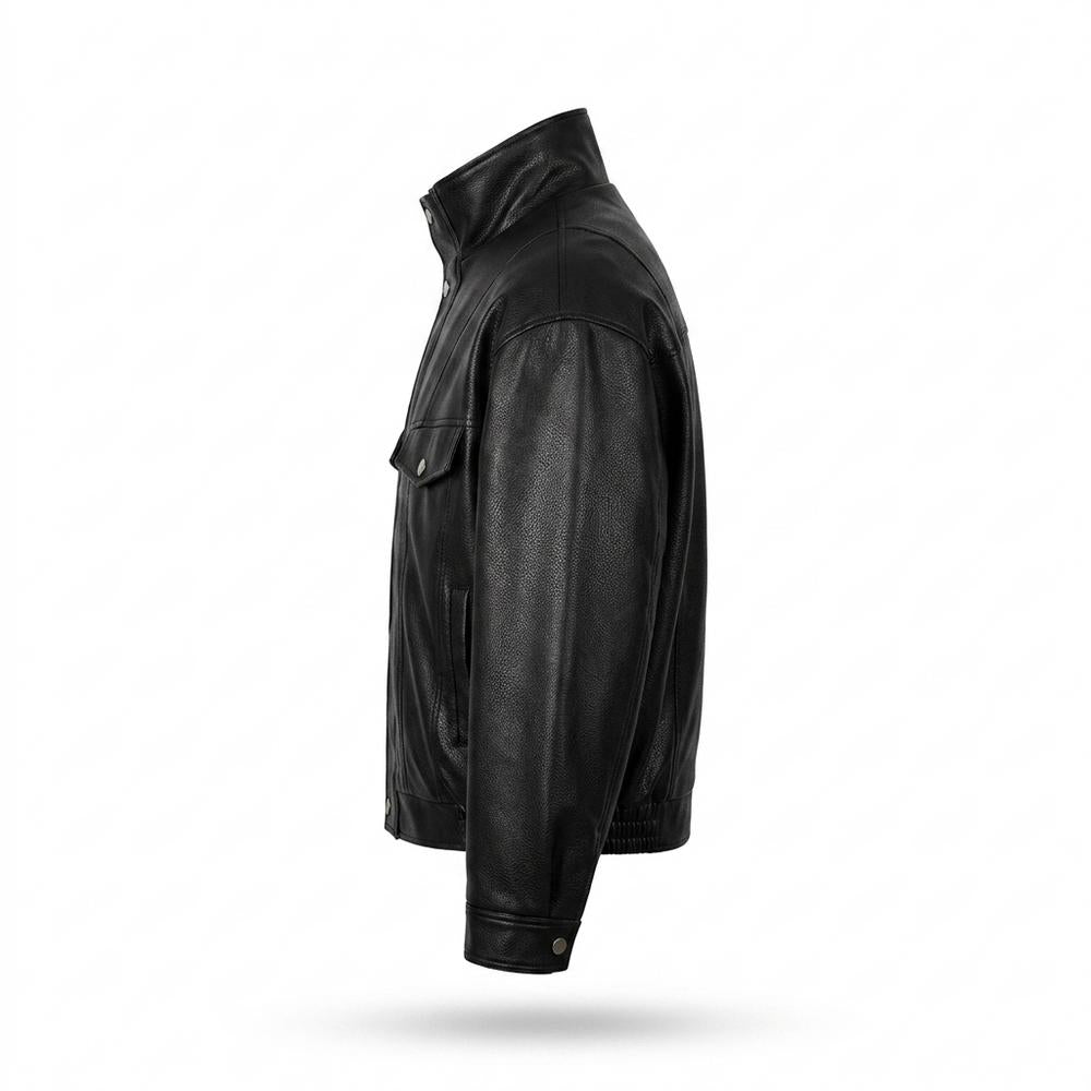 Gentleman Code - Vipav | Hochgeschlossen Geknöpft Lederjacke Herren