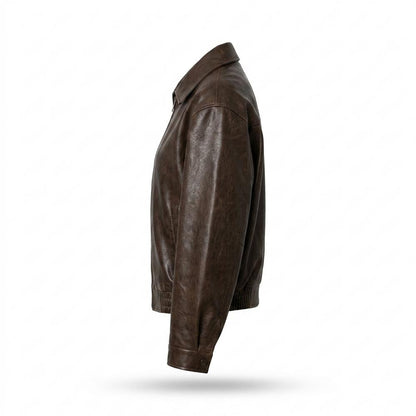 Gentleman Code - Tarit | Locker Geschnittene Reißverschluss Lederjacke Damen