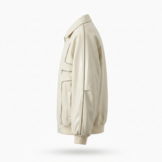 Gentleman Code - Mugot | Paspelierte Weite Lederjacke Unisex
