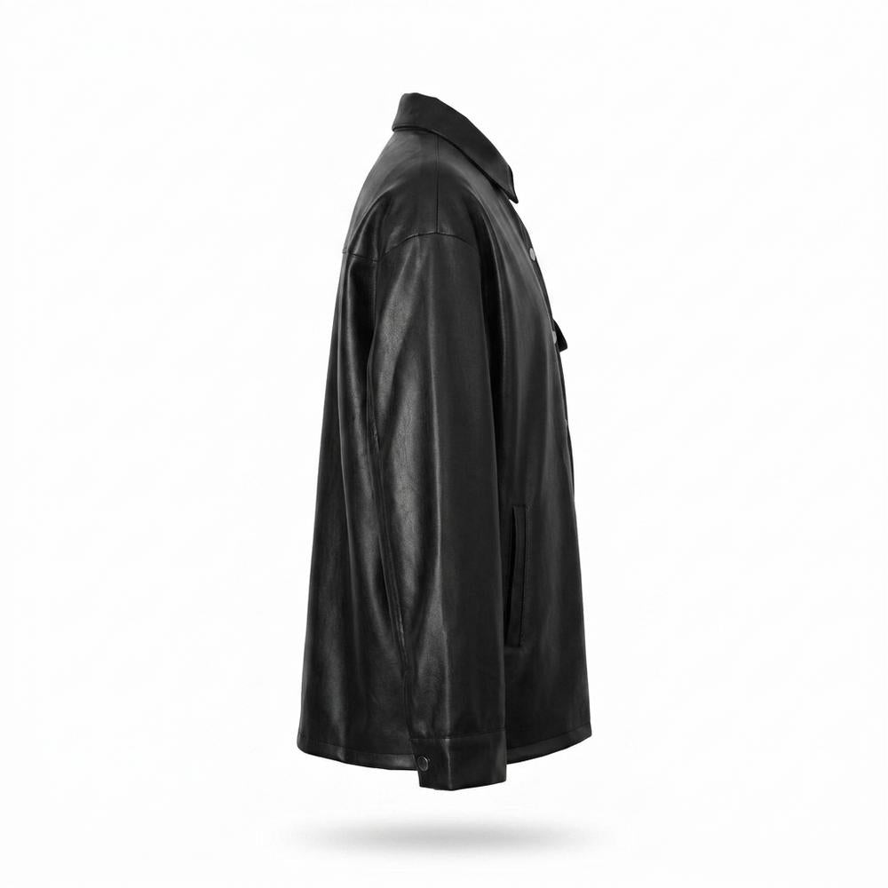 Gentleman Code - Ralor | Zweifarbige Geknöpfte Lederjacke Unisex