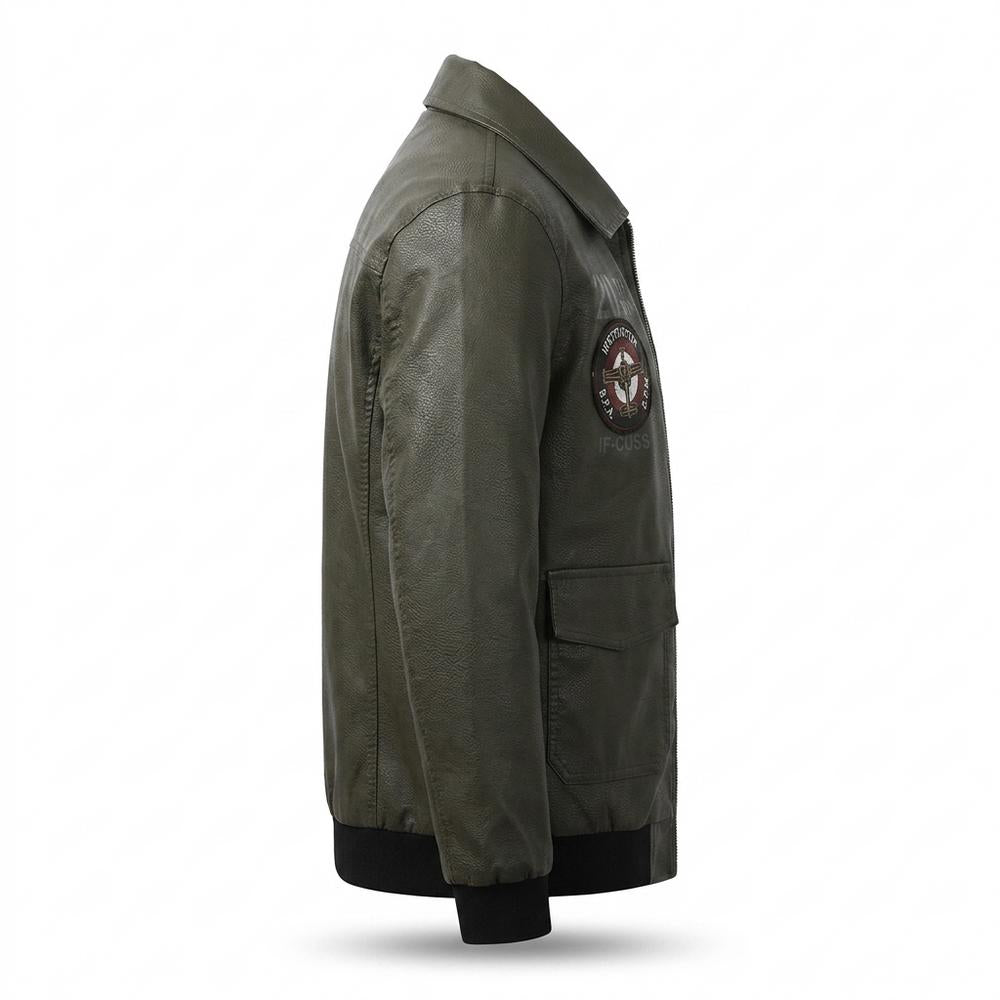 Gentleman Code - Zenor | Bestickt Gerippt Lederjacke Herren