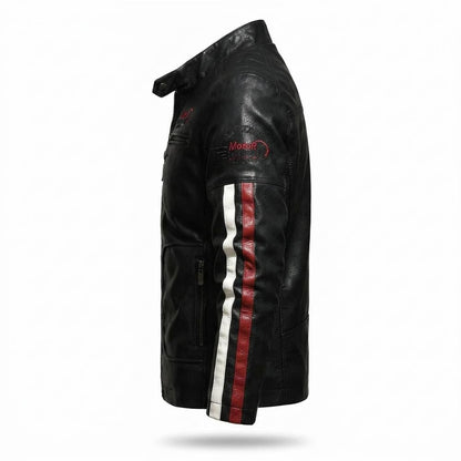 Gentleman Code - Luwak | Gestreift Tailliert Lederjacke Herren