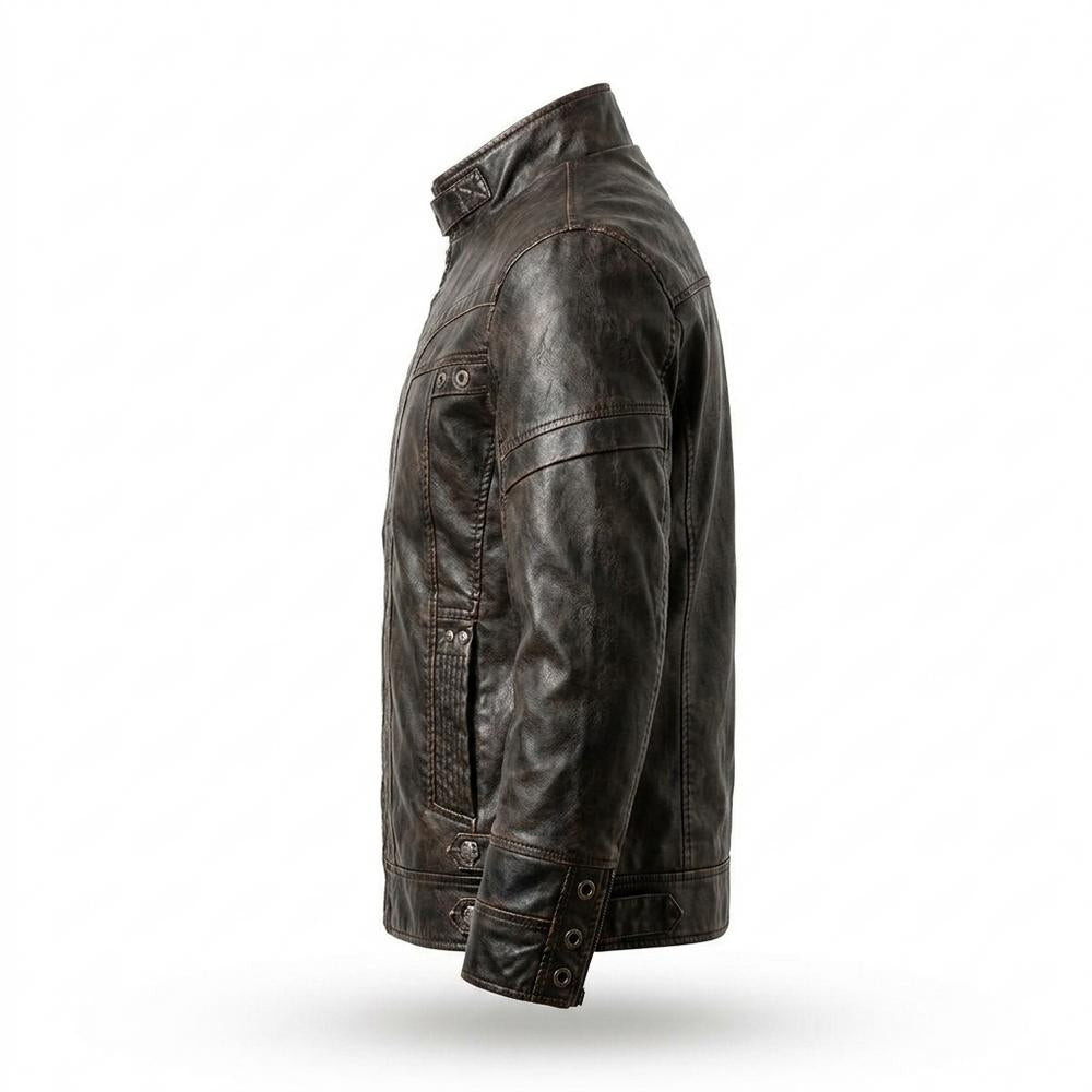 Gentleman Code - Vasin | Figurbetont Gewaschen Lederjacke Herren