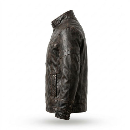 Gentleman Code - Vasin | Figurbetont Gewaschen Lederjacke Herren
