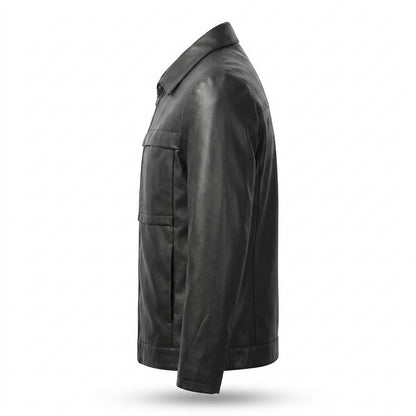 Gentleman Code - Vuvot | Glatte Gefütterte Lederjacke Herren