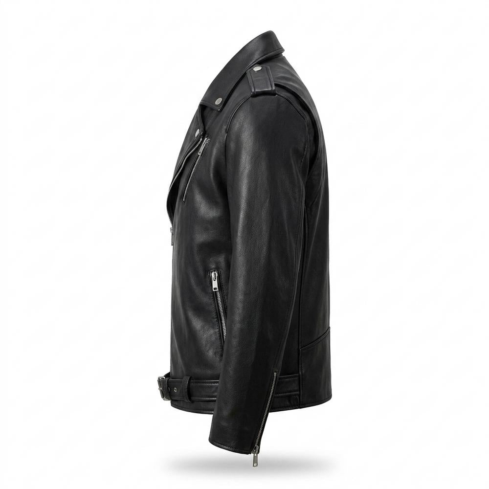 Gentleman Code - Sopol | Asymmetrische Gefütterte Lederjacke Herren