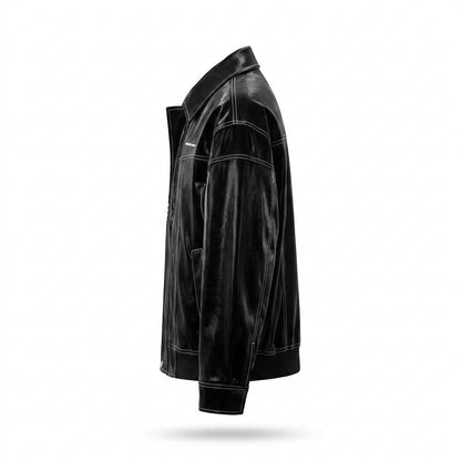 Gentleman Code - Kehom | Glänzend Kontrastgesteppt Lederjacke Unisex
