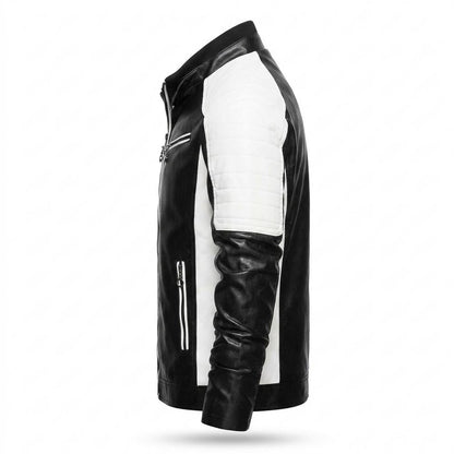 Gentleman Code - Nesin | Gesteppt Zweifarbig Lederjacke Herren