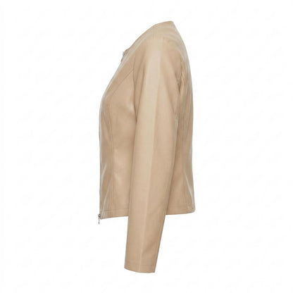 Gentleman Code - Sovon | Kragenlos Tailliert Lederjacke Damen