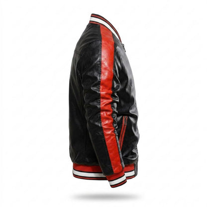 Gentleman Code - Euvad | Gestreifte Taillierte Lederjacke Herren