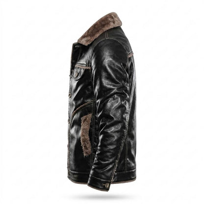 Gentleman Code - Kenik | Gefüttert Geknöpft Lederjacke Herren