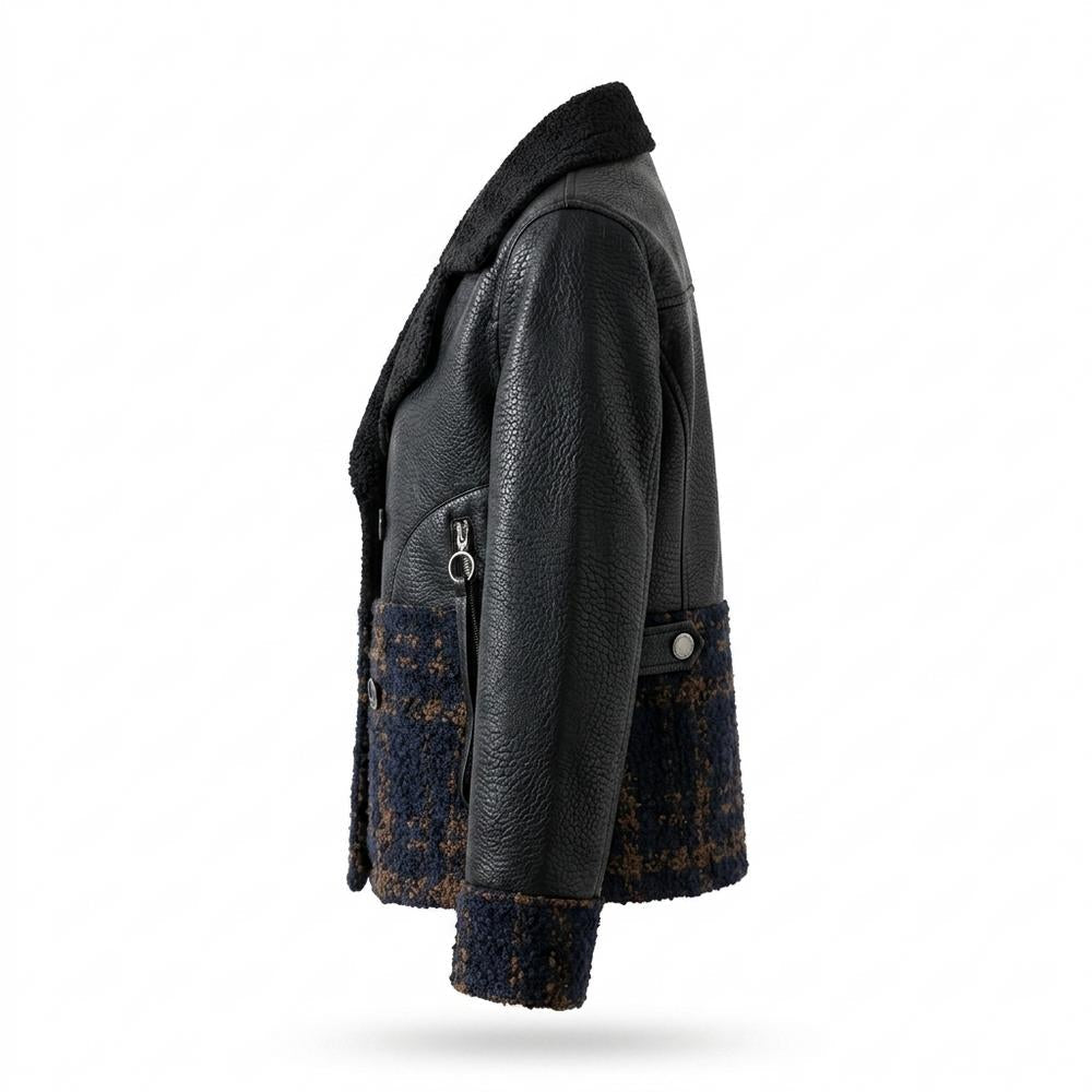 Gentleman Code - Vativ | Kombiniert Doppelreihig Lederjacke Damen