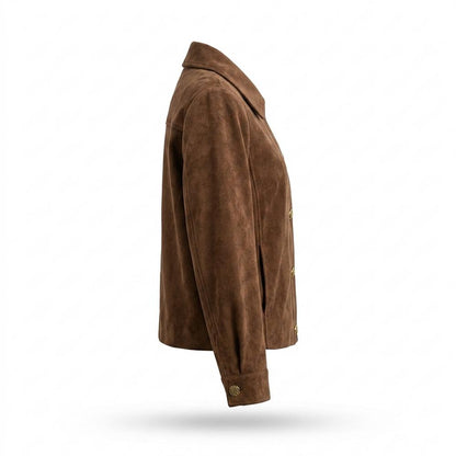Gentleman Code - Kokek | Langärmelige Geknöpfte Wildleder-Jacke Damen