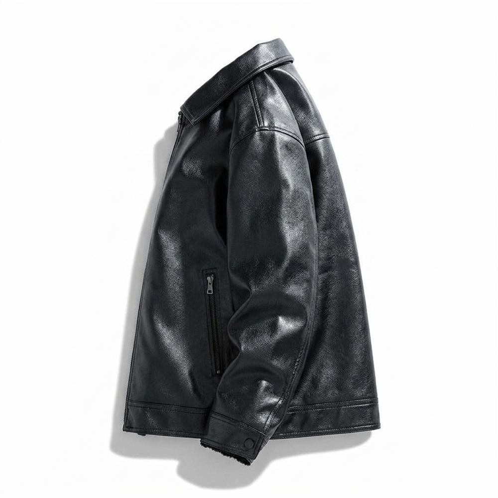 Gentleman Code - Sadum | Gefütterte Gerade Geschnittene Lederjacke Herren